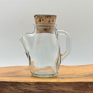 Vintage Westmoreland Glass Pitcher with Snub Nose Spout Handle & Cork Top